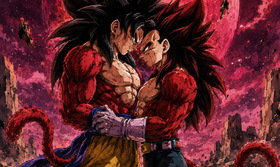 Kakavege SSJ4 Blood Moon — Goku x Vegeta Primal Saiyan BL Fanart