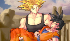 Future Trunks Carries Injured Gohan — Bojack Movie Inspired DBZ Fanart