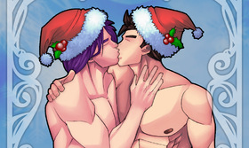 Adult Gohan x Trunks Christmas Kiss — Truhan Holiday Fanart