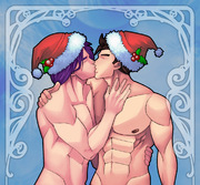 Adult Gohan x Trunks Christmas Kiss — Truhan Holiday Fanart