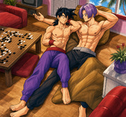 Future Trunks & Young Gohan Resting After a Go Game — DBZ Fanart Archive
