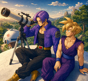 Future Trunks & Young Gohan Stargazing Before Broly — DBZ Fanart Archive