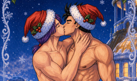 Adult Gohan x Trunks Christmas Kiss — Truhan Holiday Fanart