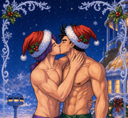 Adult Gohan x Trunks Christmas Kiss — Truhan Holiday Fanart
