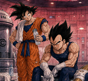 Kakavege Gravity Room Water Break — Goku x Vegeta Post-Training Fanart