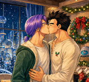 Adult Gohan x Trunks Christmas Night — Truhan Holiday Romance Fanart
