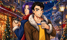 Gohan x Trunks Christmas Market Date — Truhan Winter Romance Fanart