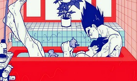 VegeKaka Bathtub Intimacy — Vegeta x Goku in the Red Tub