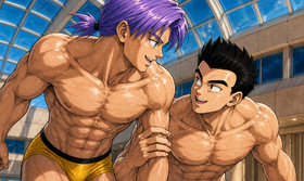 Gohan and Future Trunks at the Indoor Pool — Dyptich Part I