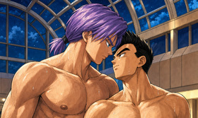 Gohan x Future Trunks Poolside Close Moment — Dyptich Part 2