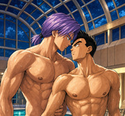 Gohan x Future Trunks Poolside Close Moment — Dyptich Part 2