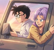 Future Gohan x Future Trunks Sunset Drive — Truhan Road Trip Fanart