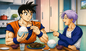 Future Gohan x Future Trunks Dinner at Capsule Corp — Truhan Slice of Life Fanart
