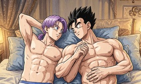 Adult Gohan x Future Trunks Bedside Promise — Soft Truhan Romance Fanart