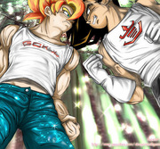 Goku and Vegeta Forest Kiss by Maetel — Old Web Kakavege Archive