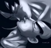 Monochrome Goku x Vegeta Kiss by Maetel — Old Web Kakavege Archive