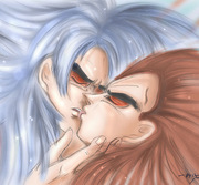 Goku and Vegeta SSJ4 Close-Up Kiss by Maetel — Old Web Kakavege Archive