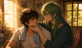After Training — Adult Shun x Seiya in the Evening Light