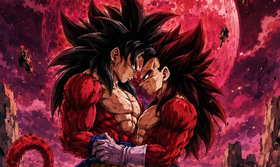 Kakavege SSJ4 Blood Moon — Goku x Vegeta Primal Saiyan BL Fanart