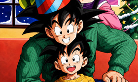 Dragon Ball Family Holiday Artwork — Goku, Gohan and Chi-Chi Winter Celebration Reference