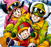 Goku, Chi-Chi & Gohan Winter Sled Scene — Saiyan Saga DBZ Artwork