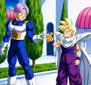 Young Super Saiyan Gohan Offers Future Trunks a Drink at Kami’s Lookout